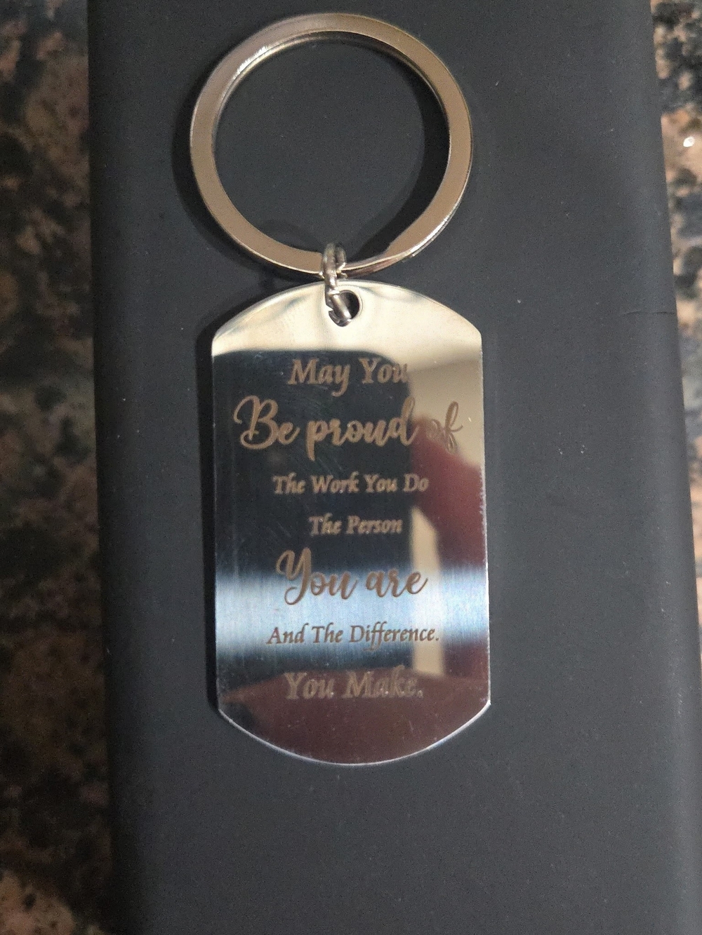 Motivational Silver Dog Tag Keychain - Be Proud - Picture 1 of 1